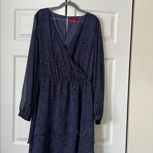 Jennifer Lopez Elegant Satin Dress in Deep Blue. Size X- Large.